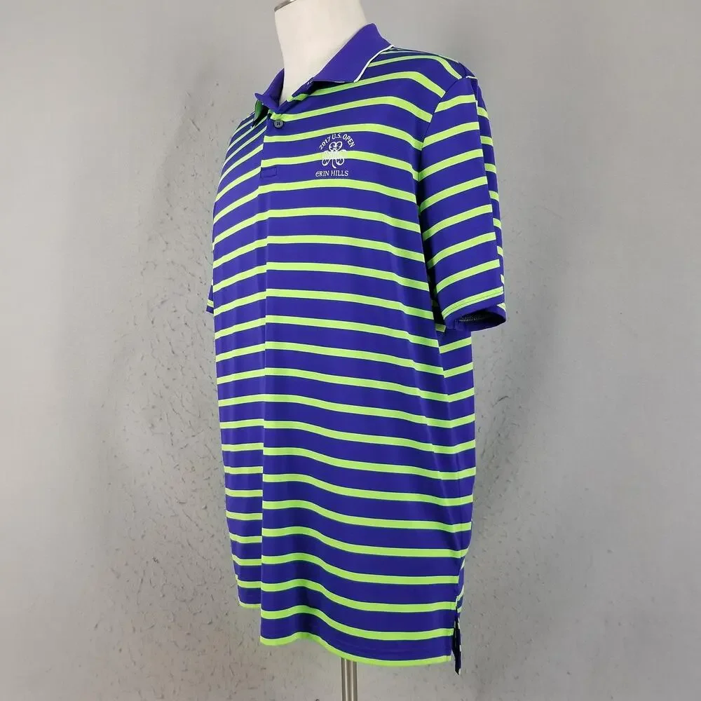 Ralph Lauren RLX Polo Shirt Mens XL Striped 2017 US Open Erin Hills Golf‎